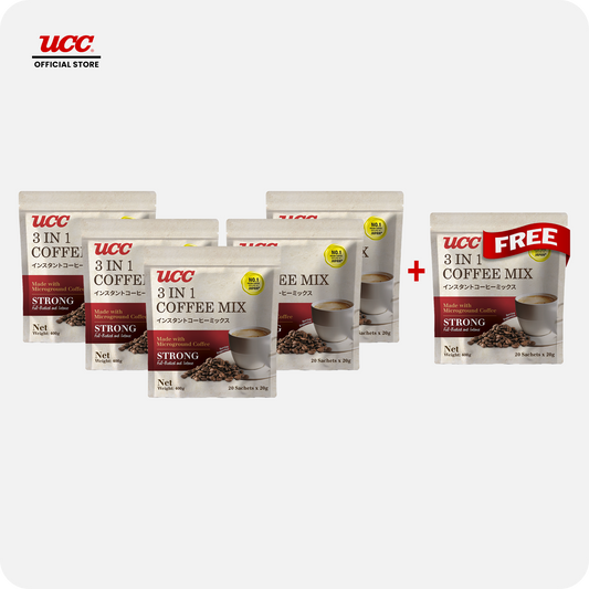 UCC 3-in-1 Coffee Strong Bag 20g x 20 (Bundle of 5) Plus 1 FREE