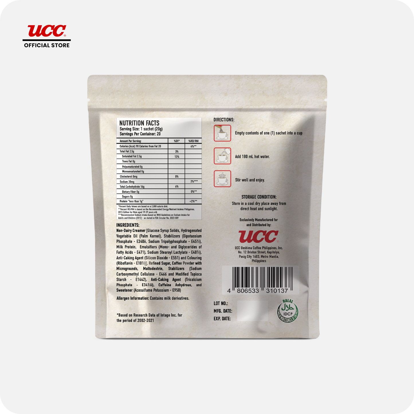 UCC 3-in-1 Coffee Strong Bag (20g x 20)