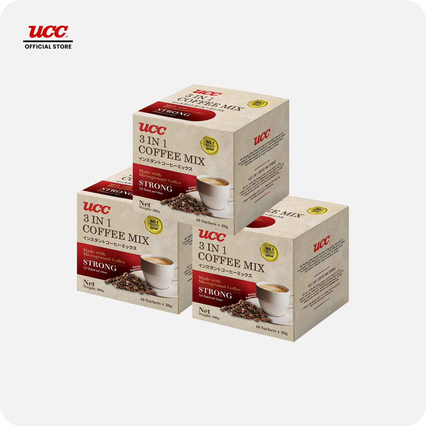 UCC 3-in-1 Coffee Strong Box 20g x 10 x 3 (Bundle of 3)