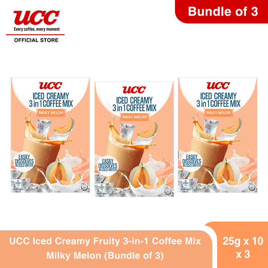 UCC Iced Creamy Fruity Milky Melon 3-in-1 Coffee Mix (Bundle of 3)