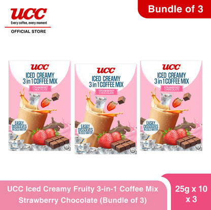 UCC Iced Creamy Fruity Strawberry Chocolate 3-in-1 (Bundle of 3)