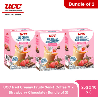 UCC Iced Creamy Fruity Strawberry Chocolate 3-in-1 (Bundle of 3)