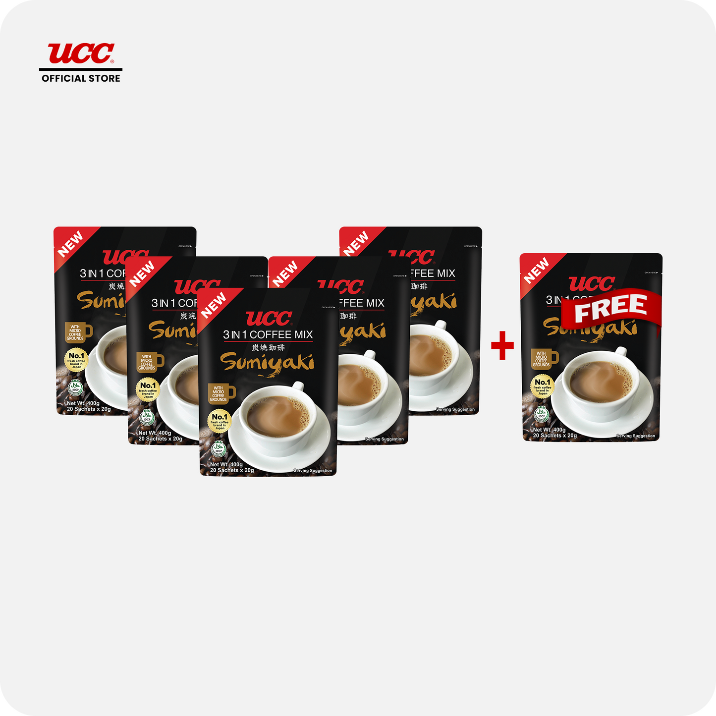 UCC 3-in-1 Sumiyaki Bag Bundle of 5 Plus 1 Free