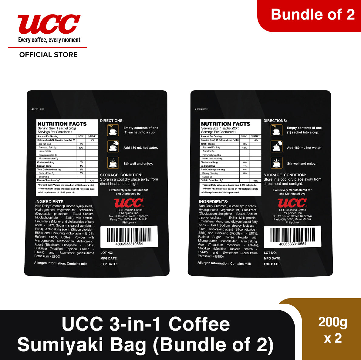 UCC 3-in-1 Sumiyaki Bag (Bundle of 2)