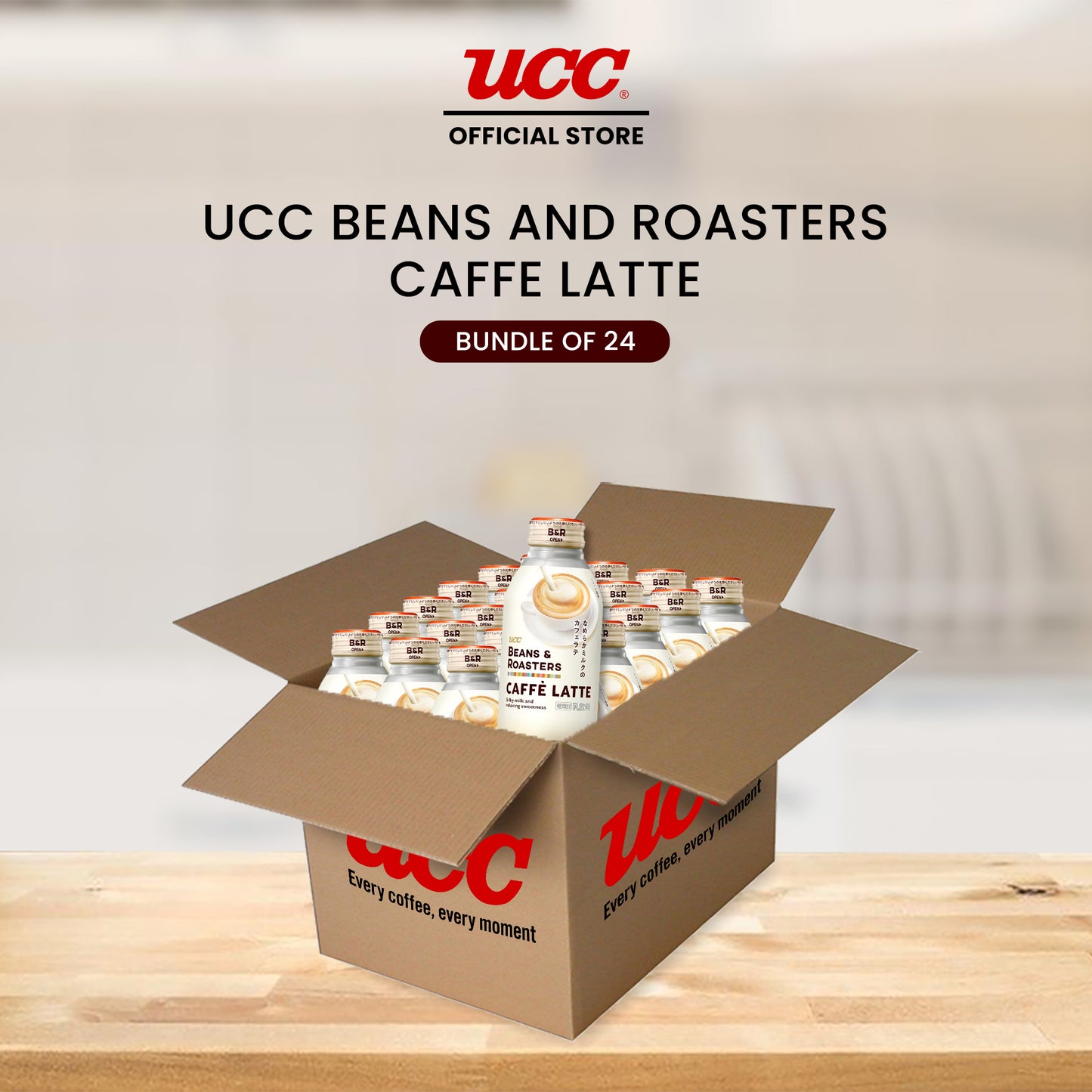 UCC Beans and Roasters Caffe Latte 375ml (Bundle of 24)