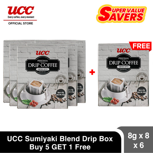 UCC Drip Coffee Sumiyaki Blend Box Bundle of 5 Plus 1 Free