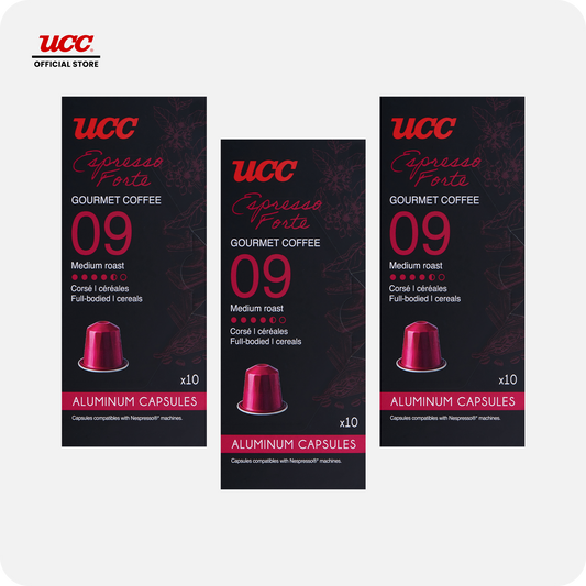 UCC Gourmet Coffee Capsule Espresso Forte No. 09 (Bundle of 3) Compatible with Nespresso