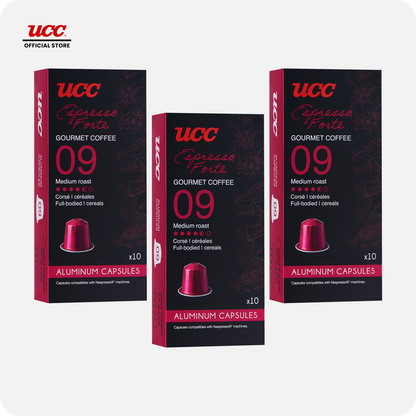 UCC Gourmet Coffee Capsule Espresso Forte No. 09 (Bundle of 3) Compatible with Nespresso