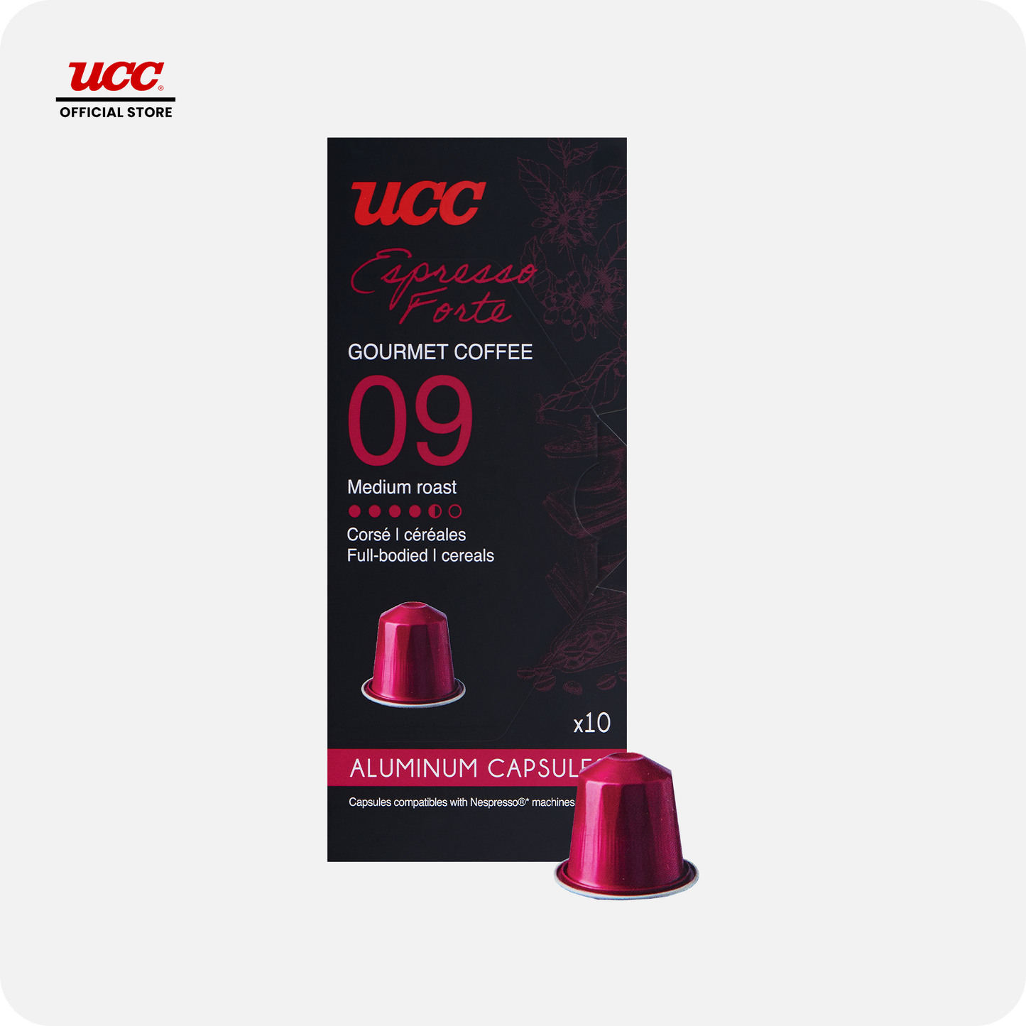 UCC Gourmet Coffee Capsule Espresso Forte No. 09 (Bundle of 3) Compatible with Nespresso