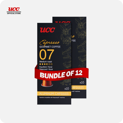 UCC Gourmet Coffee Capsule Espresso No. 07 (Bundle of 12) with Free Cino Machine
