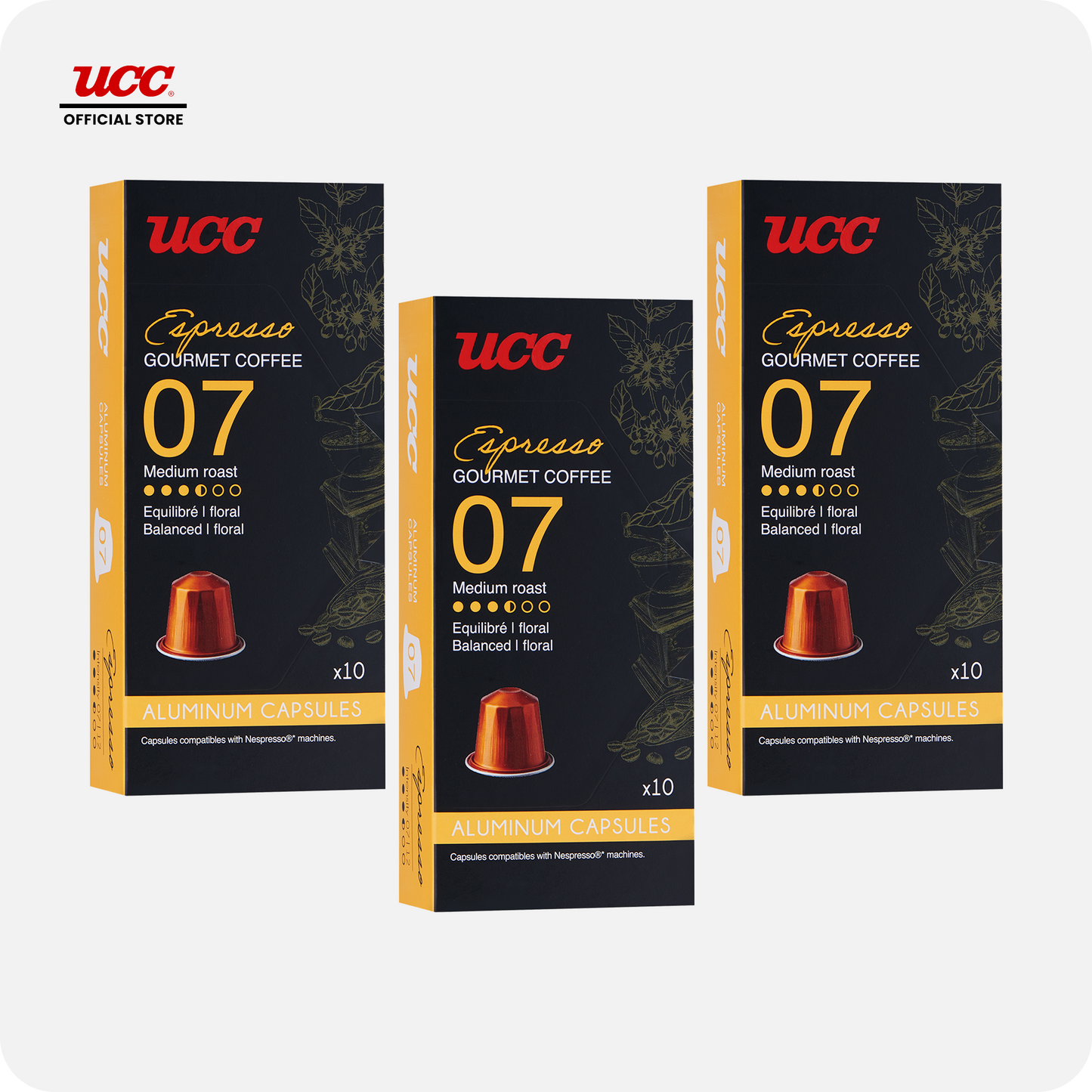 UCC Gourmet Coffee Capsule Espresso No. 07 (Bundle of 3) Compatible with Nespresso