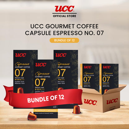 UCC Gourmet Coffee Capsule Espresso No. 07 (Bundle of 12) with Free Cino Machine