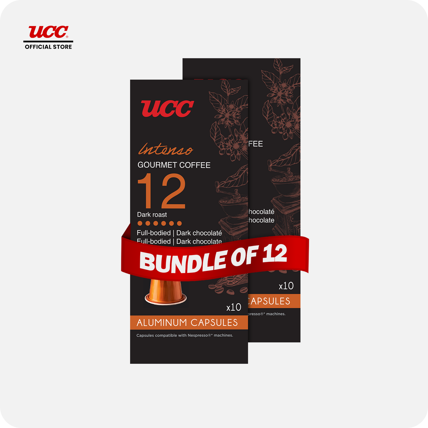 UCC Gourmet Coffee Capsule Intenso No. 12 (Bundle of 12) with Free Cino Machine