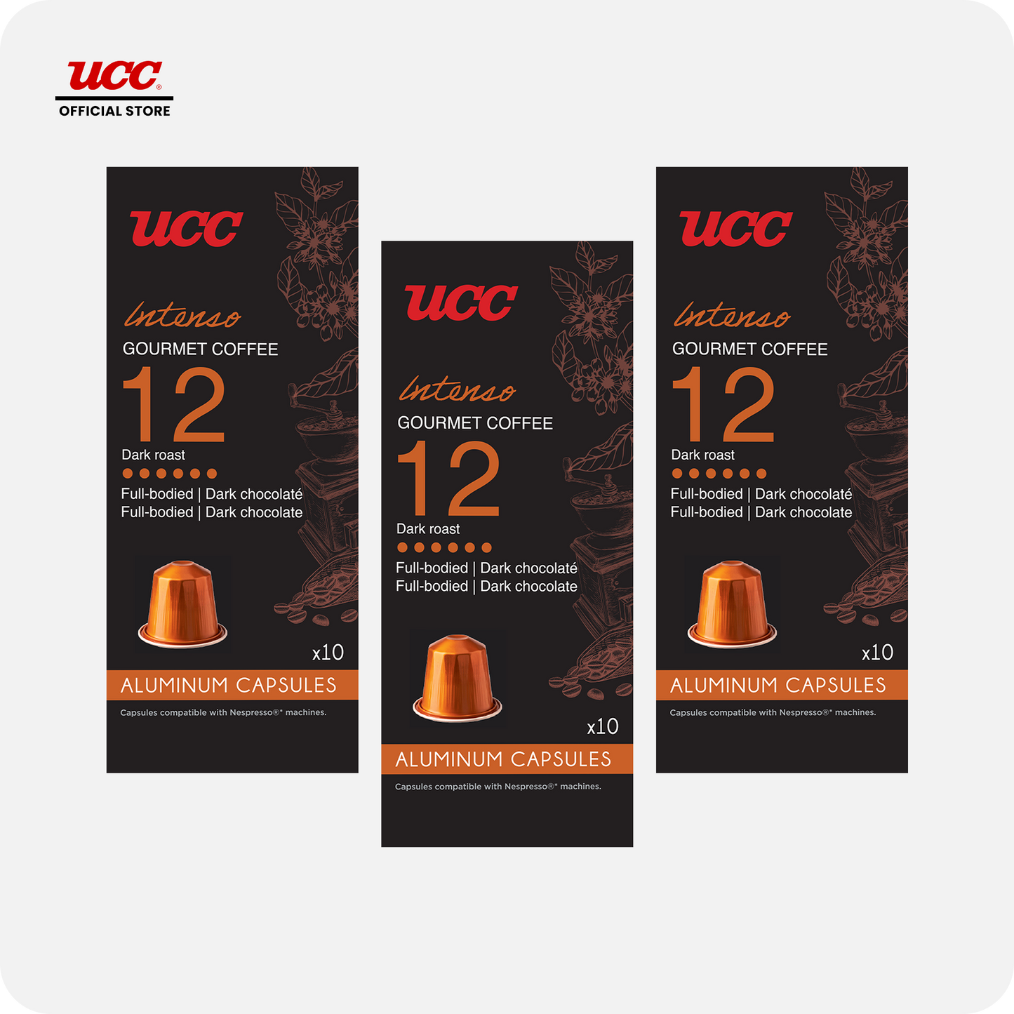 UCC Gourmet Coffee Capsule Intenso No. 12 (Bundle of 3) Compatible with Nespresso