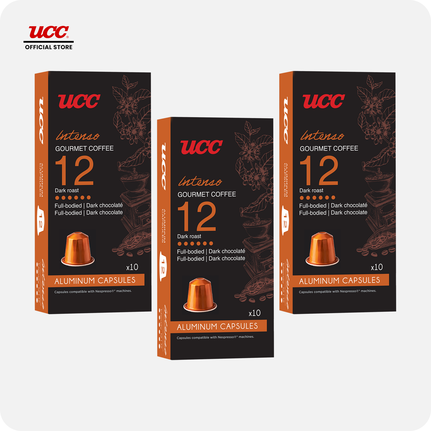 UCC Gourmet Coffee Capsule Intenso No. 12 (Bundle of 3) Compatible with Nespresso