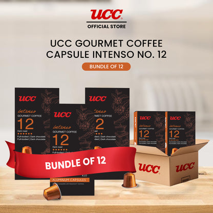 UCC Gourmet Coffee Capsule Intenso No. 12 (Bundle of 12) with Free Cino Machine