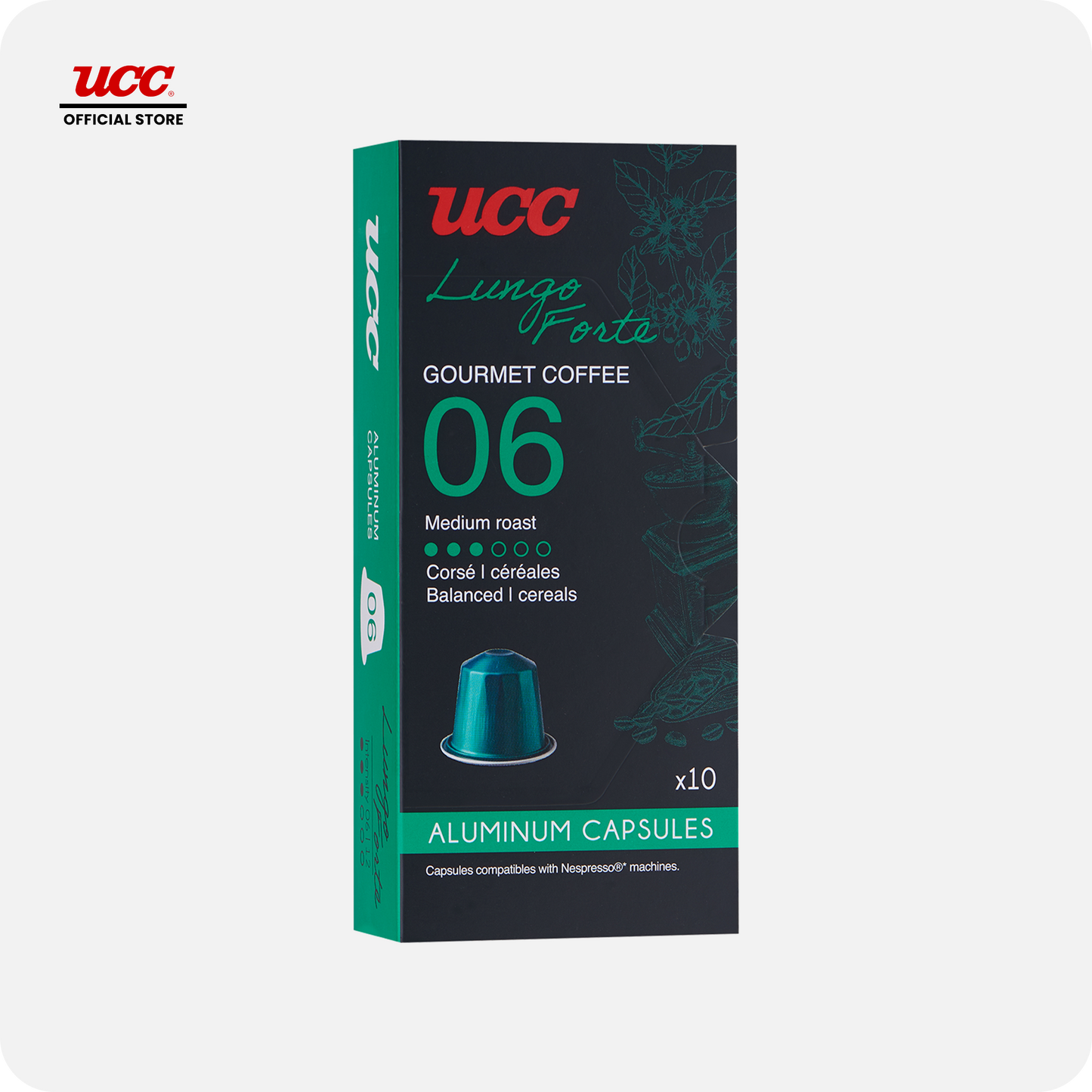 UCC Gourmet Coffee Capsule Lungo Forte No. 06 Compatible with Nespresso