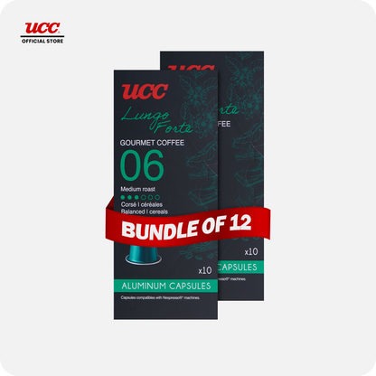 UCC Gourmet Coffee Capsule Lungo Forte No. 06 (Bundle of 12) with Free Cino Machine