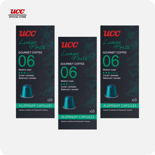 UCC Gourmet Coffee Capsule Lungo Forte No. 06 (Bundle of 3) Compatible with Nespresso