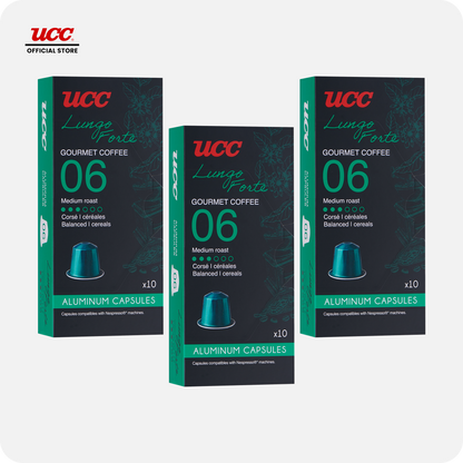 UCC Gourmet Coffee Capsule Lungo Forte No. 06 (Bundle of 3) Compatible with Nespresso