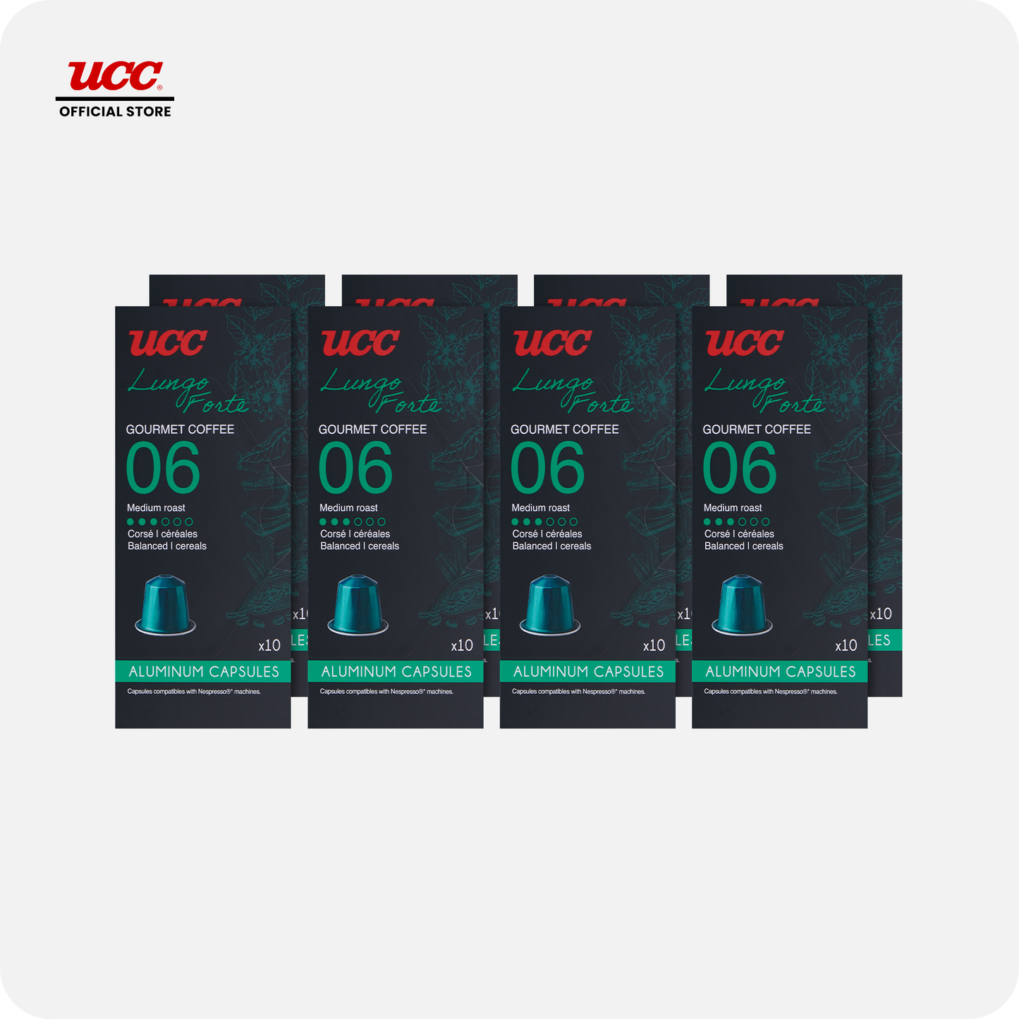 UCC Gourmet Coffee Capsule Lungo Forte No. 06 - Buy 6, Get 2 FREE (Bundle of 8)