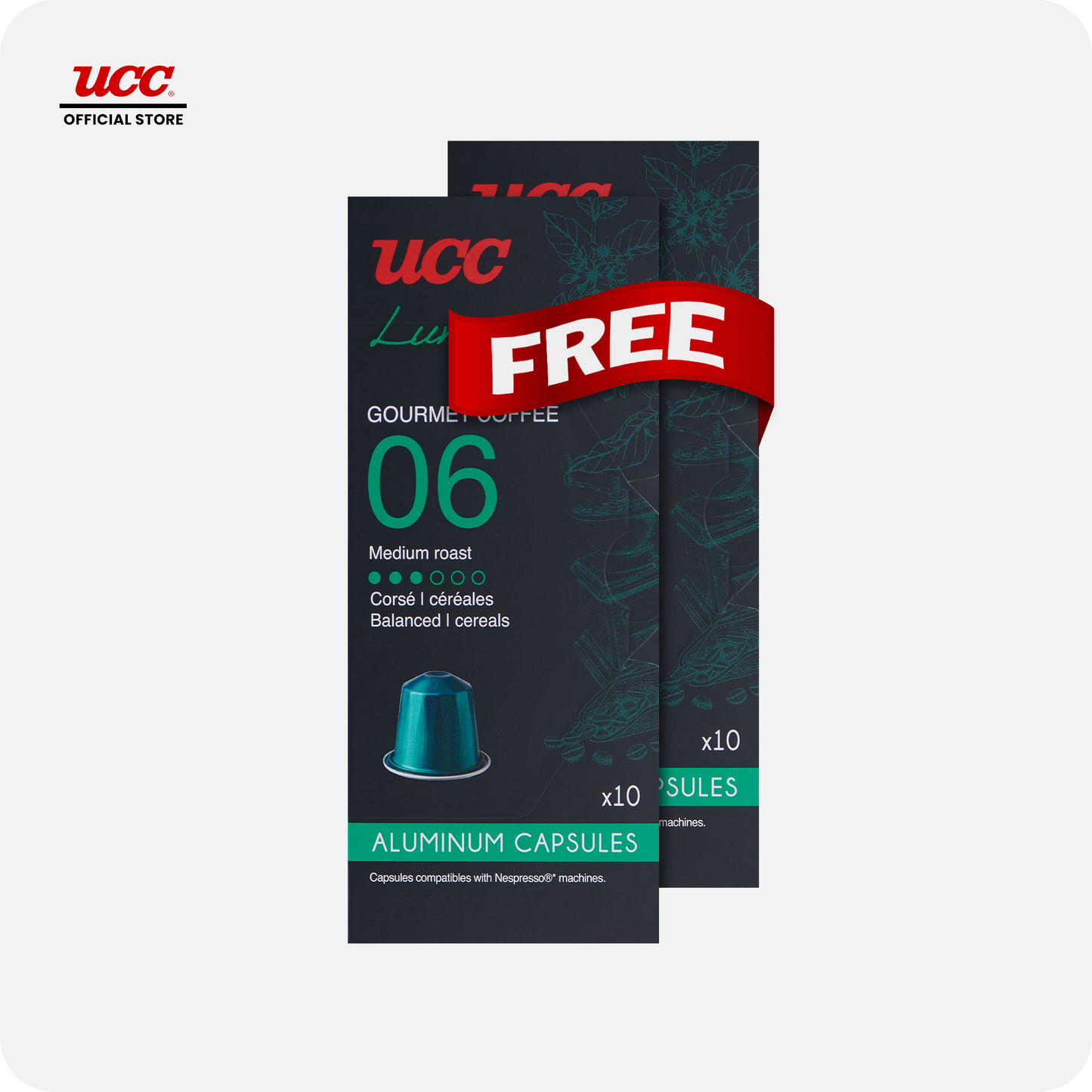 UCC Gourmet Coffee Capsule Lungo Forte No. 06 - Buy 6, Get 2 FREE (Bundle of 8)
