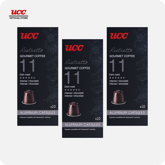 UCC Gourmet Coffee Capsule Ristretto No. 11 (Bundle of 3) Compatible with Nespresso