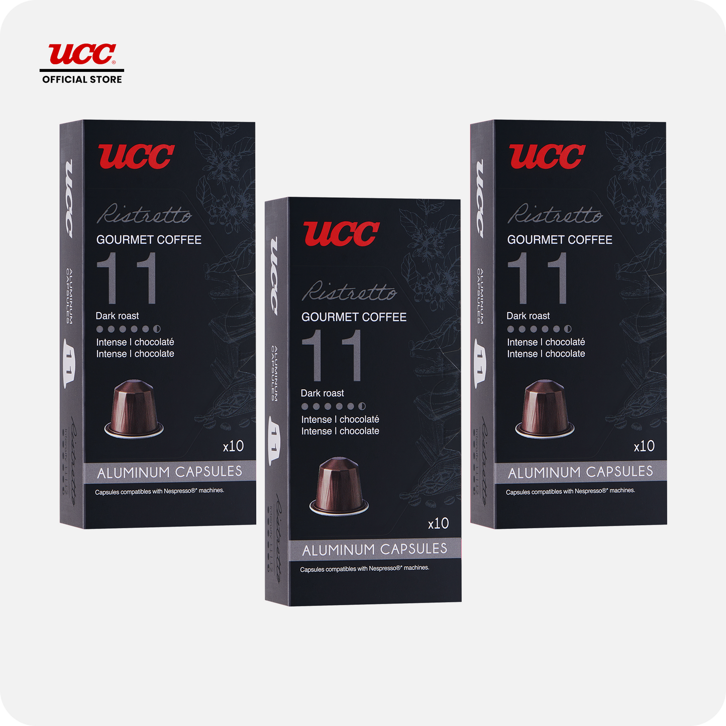 UCC Gourmet Coffee Capsule Ristretto No. 11 (Bundle of 3) Compatible with Nespresso