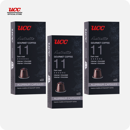 UCC Gourmet Coffee Capsule Ristretto No. 11 (Bundle of 3) Compatible with Nespresso