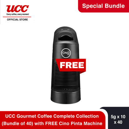 UCC Gourmet Coffee Capsule Complete Collection (Bundle of 40) with Free Cino Machine