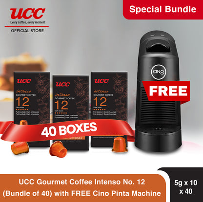 UCC Gourmet Coffee Intenso No. 12 (Bundle of 40) with Free Cino Machine