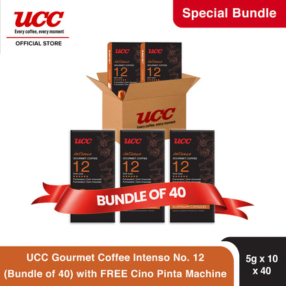 UCC Gourmet Coffee Intenso No. 12 (Bundle of 40) with Free Cino Machine