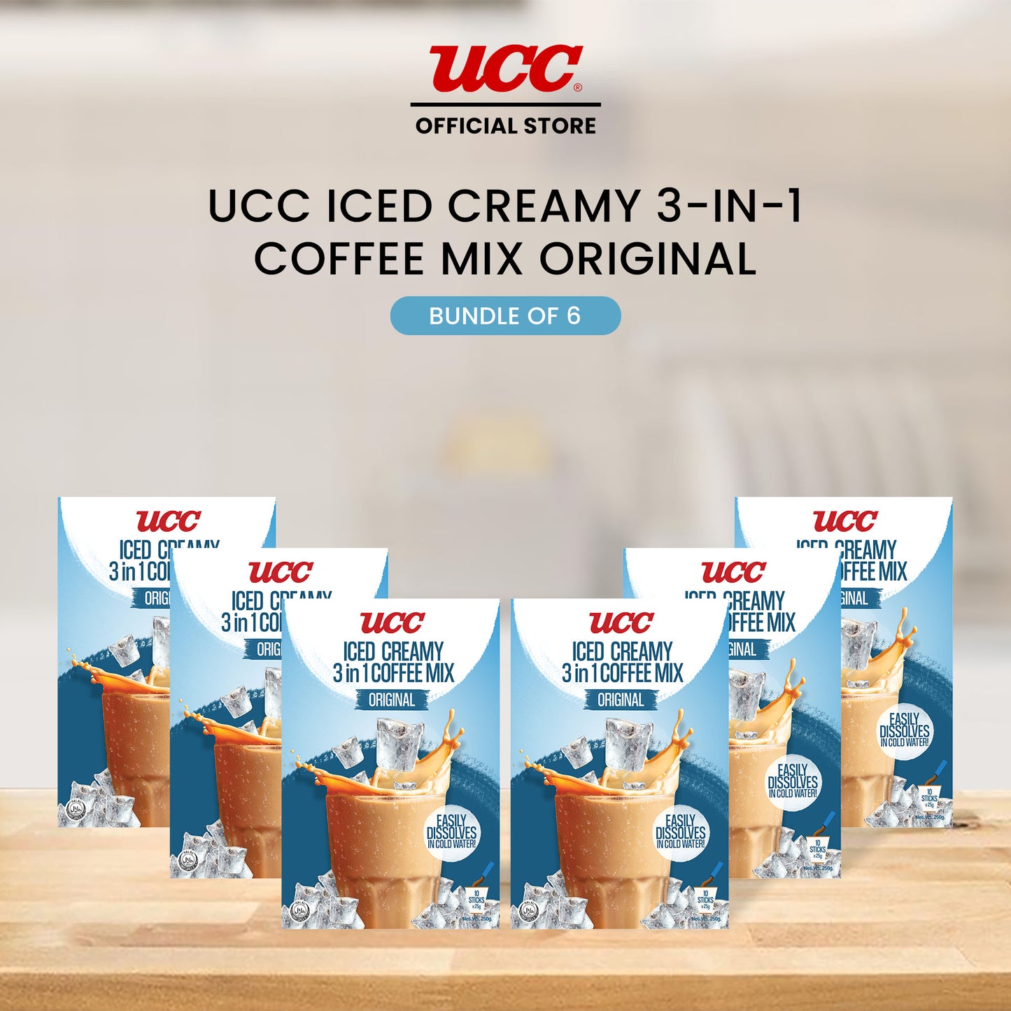 UCC Iced Creamy 3-in-1 Coffee Mix 25g x 10 (Bundle of 5) Plus 1 FREE