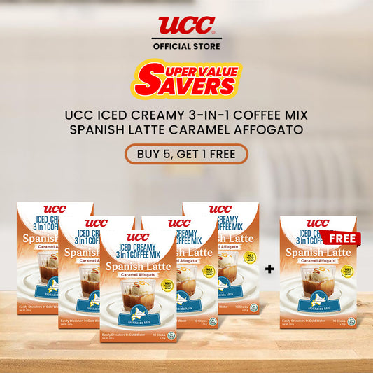 UCC Iced Creamy  3-in-1 Coffee Mix Spanish Latte Caramel Affogato Buy 5 Get 1 Free (Bundle of 6)