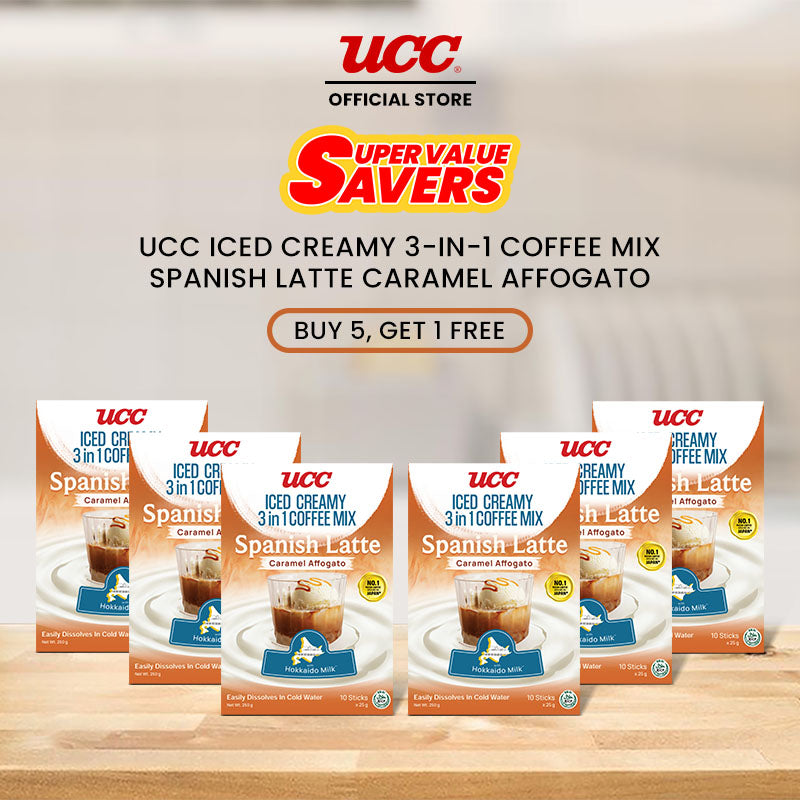 UCC Iced Creamy  3-in-1 Coffee Mix Spanish Latte Caramel Affogato Buy 5 Get 1 Free (Bundle of 6)