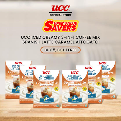 UCC Iced Creamy  3-in-1 Coffee Mix Spanish Latte Caramel Affogato Buy 5 Get 1 Free (Bundle of 6)