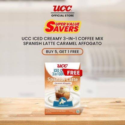 UCC Iced Creamy  3-in-1 Coffee Mix Spanish Latte Caramel Affogato Buy 5 Get 1 Free (Bundle of 6)