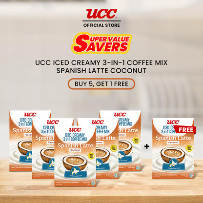 UCC Iced Creamy  3-in-1 Coffee Mix Spanish Latte Coconut Buy 5 Get 1 Free (Bundle of 6)