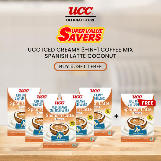 UCC Iced Creamy  3-in-1 Coffee Mix Spanish Latte Coconut Buy 5 Get 1 Free (Bundle of 6)