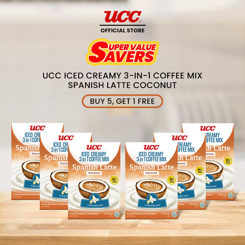 UCC Iced Creamy  3-in-1 Coffee Mix Spanish Latte Coconut Buy 5 Get 1 Free (Bundle of 6)