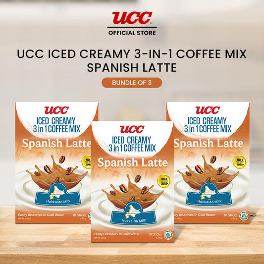 UCC Iced Creamy 3-in-1 Coffee Mix Spanish Latte (Bundle of 3)