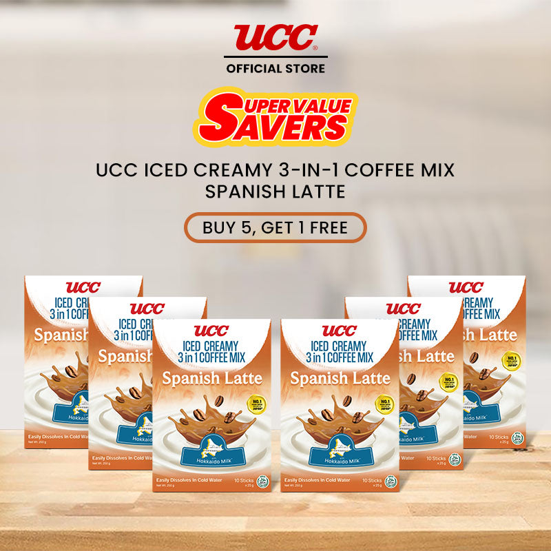 UCC Iced Creamy  3-in-1 Coffee Mix Spanish Latte Buy 5 Get 1 Free (Bundle of 6)