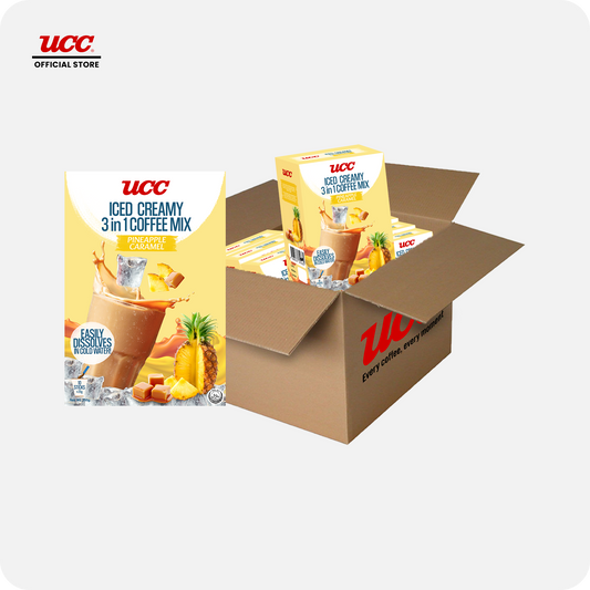 UCC Iced Creamy Fruity Pineapple Caramel 3-in-1 Coffee Mix (Bundle of 12)
