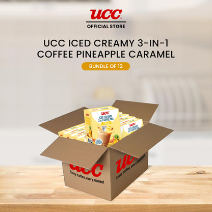 UCC Iced Creamy Fruity Pineapple Caramel 3-in-1 Coffee Mix (Bundle of 12)
