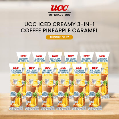 UCC Iced Creamy Fruity Pineapple Caramel 3-in-1 Coffee Mix (Bundle of 12)