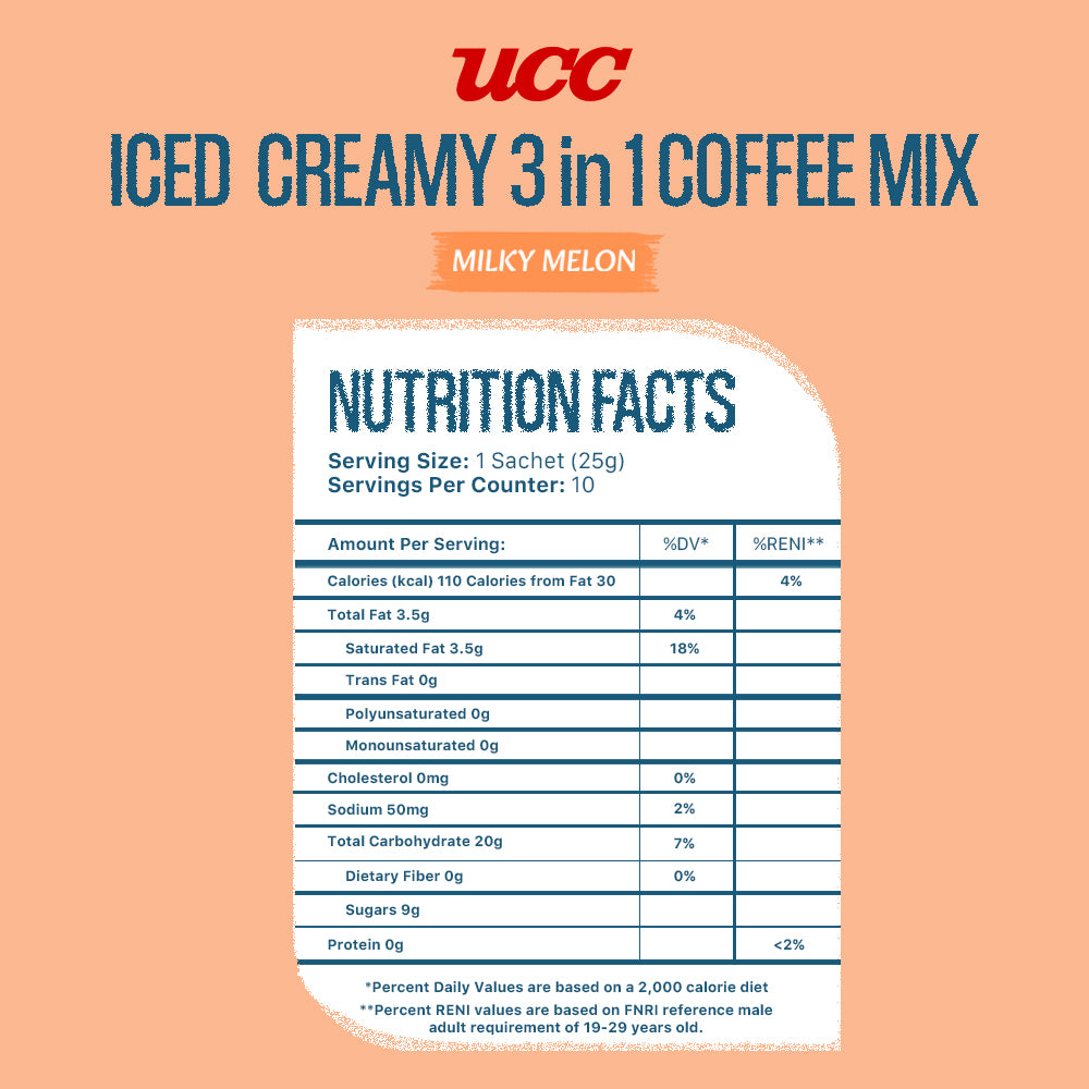UCC Iced Creamy Fruity Milky Melon 3-in-1 Coffee Mix (Bundle of 12)