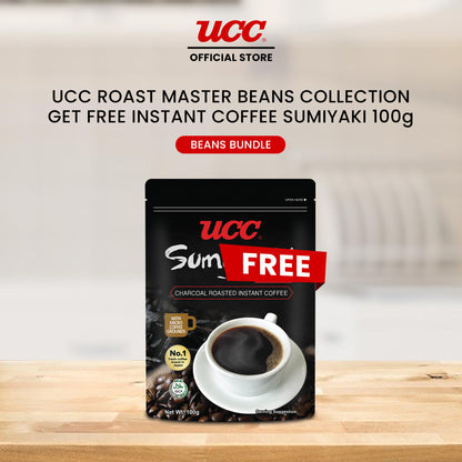 UCC Roast Master Beans Collection with Free Instant Coffee Sumiyaki Pouch