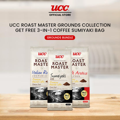 UCC Roast Master Ground Coffee Beans Collection with Free 3-in-1 Sumiyaki Bag