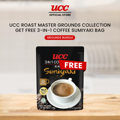 UCC Roast Master Ground Coffee Beans Collection with Free 3-in-1 Sumiyaki Bag
