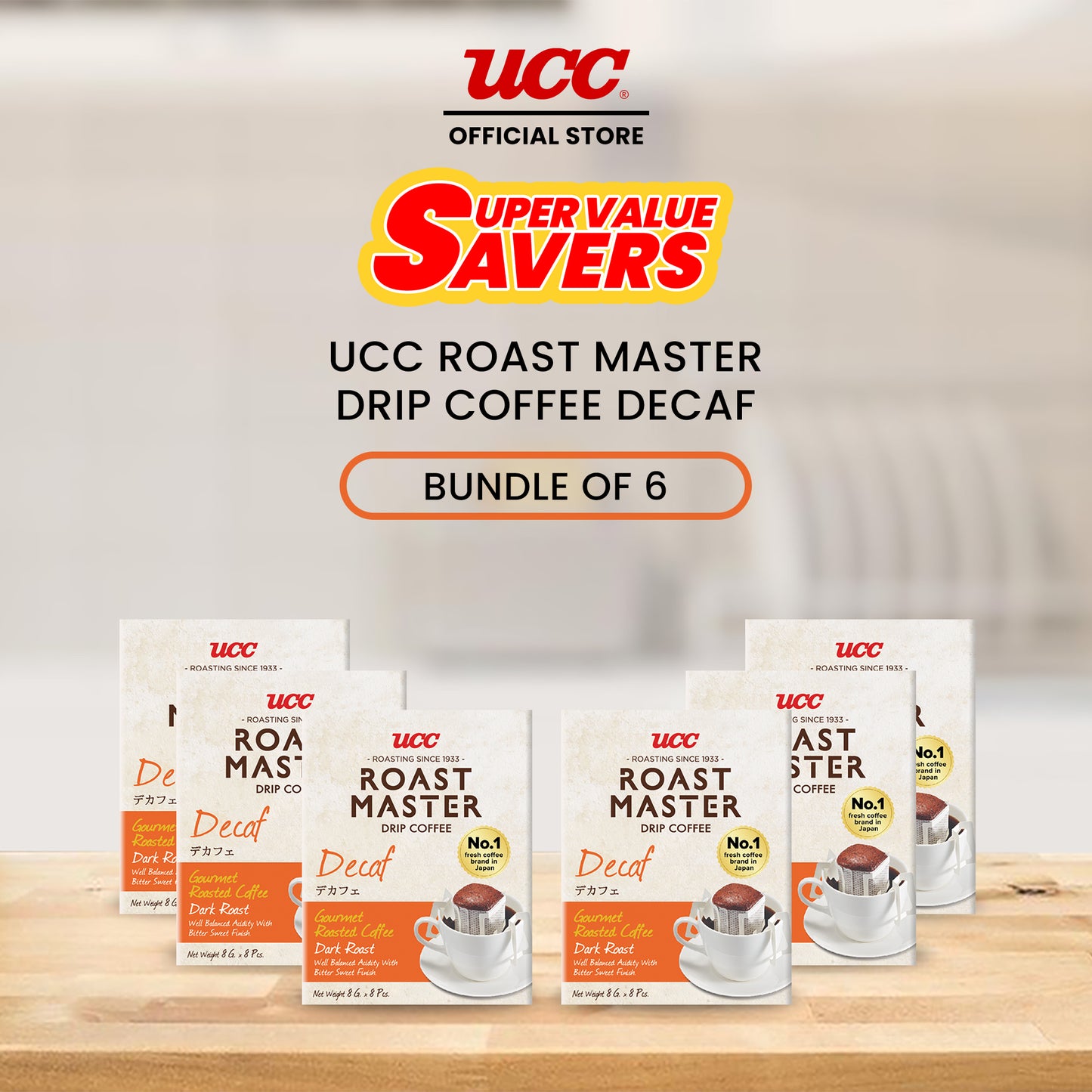 UCC Roast Master Drip Coffee Decaf 8g Buy 5, Get 1 FREE